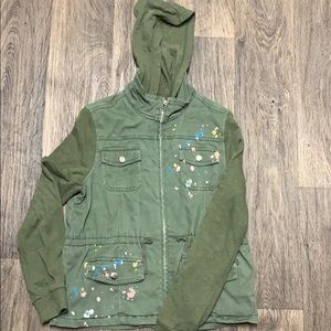 Army green jacket.